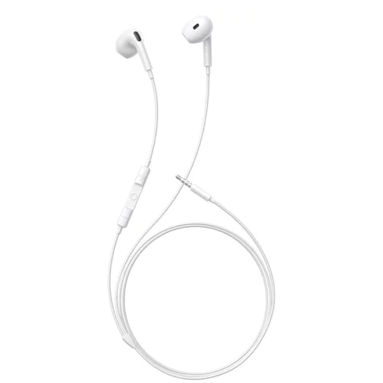 Baseus - Кабелни слушалки Encok HZ19 (A00182301213-00) - Жак 3.5 мм, Вграден микрофон, Полу-в ухото - Лунно бяло