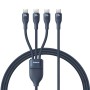 Baseus - Кабел за данни Flash Series 3 (P10377503321-00) - Бързо зареждане, USB-C към 3x Type-C, 3 в 1, PD100W, 480Mbps, 1.5 м - Син