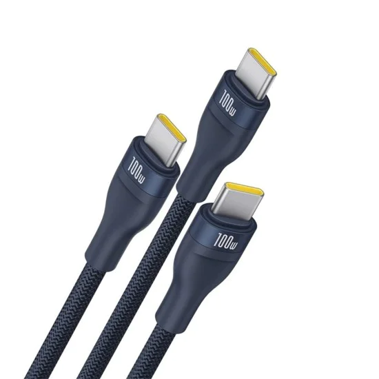 Baseus - Кабел за данни Flash Series 3 (P10377503321-00) - Бързо зареждане, USB-C към 3x Type-C, 3 в 1, PD100W, 480Mbps, 1.5 м - Син