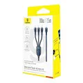 Baseus - Кабел за данни Flash Series 3 (P10377503321-00) - Бързо зареждане, USB-C към 3x Type-C, 3 в 1, PD100W, 480Mbps, 1.5 м - Син