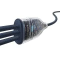 Baseus - Кабел за данни Flash Series 3 (P10377503321-00) - Бързо зареждане, USB-C към 3x Type-C, 3 в 1, PD100W, 480Mbps, 1.5 м - Син