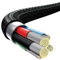Baseus - Кабел за данни Rapid Series (CAMLT-SC01) - Бързо зареждане, 3 в 1, USB-C към Lightning, Micro-USB, USB-C, 20W, 1.5 м - Черен Baseus - Кабел за данни Rapid Series (CAMLT-SC01) - Бързо зареждане, 3 в 1, USB-C към Lightning, Micro-USB, USB-C, 20W, 1.5 м - Черен