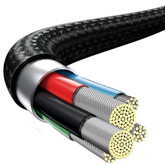 Baseus - Кабел за данни Rapid Series (CAMLT-SC01) - Бързо зареждане, 3 в 1, USB-C към Lightning, Micro-USB, USB-C, 20W, 1.5 м - Черен Baseus - Кабел за данни Rapid Series (CAMLT-SC01) - Бързо зареждане, 3 в 1, USB-C към Lightning, Micro-USB, USB-C, 20W, 1.5 м - Черен