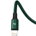 Baseus - Кабел за данни Rapid Series (CAMLT-SC06) - Бързо зареждане, 3 в 1, USB-C към Lightning, Micro-USB, USB-C, 20W, 1.5 м - Зелен