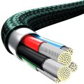 Baseus - Кабел за данни Rapid Series (CAMLT-SC06) - Бързо зареждане, 3 в 1, USB-C към Lightning, Micro-USB, USB-C, 20W, 1.5 м - Зелен