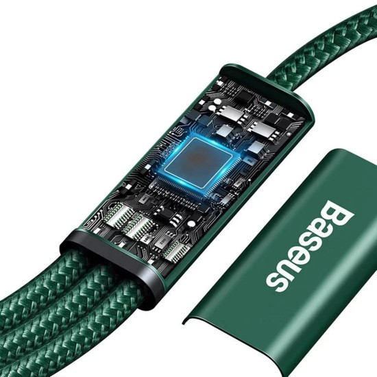 Baseus - Кабел за данни Rapid Series (CAMLT-SC06) - Бързо зареждане, 3 в 1, USB-C към Lightning, Micro-USB, USB-C, 20W, 1.5 м - Зелен