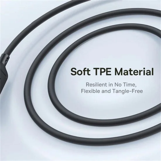 Кабел за данни Silky (P10377706123-00) - Baseus - 3в1 бързо зареждане, Type-C към Micro-USB/Lightning/USB-C, 100W, 1.5м - Космическо черно