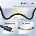Кабел за данни Silky (P10377706123-00) - Baseus - 3в1 бързо зареждане, Type-C към Micro-USB/Lightning/USB-C, 100W, 1.5м - Космическо черно