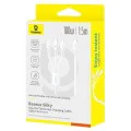Baseus - Кабел за данни Silky (P10377706213-00) - Бързо зареждане, Type-C към Micro-USB, Lightning, USB-C, 100W, 1.5 м - Лунно бяло