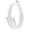 Baseus - Кабел за данни Silky (P10377706213-00) - Бързо зареждане, Type-C към Micro-USB, Lightning, USB-C, 100W, 1.5 м - Лунно бяло
