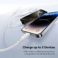 Baseus - Кабел за данни Silky (P10377706213-00) - Бързо зареждане, Type-C към Micro-USB, Lightning, USB-C, 100W, 1.5 м - Лунно бяло