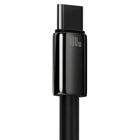 Baseus - Кабел за данни Tungsten Gold (CAWJ000001) - USB към Type-C, Супер бързо зареждане, 100W, 480Mbps, 1m - Черен