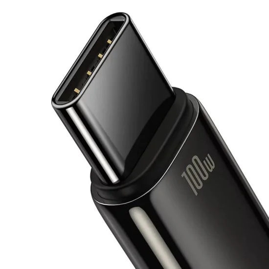 Baseus - Кабел за данни Tungsten Gold (CAWJ000001) - USB към Type-C, Супер бързо зареждане, 100W, 480Mbps, 1m - Черен