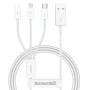 Baseus - Кабел за данни (P10377705213-00) - Бързо зареждане, USB към USB-C, Lightning, Micro-USB, 100W, 480Mbps, 1.5 м - Бял