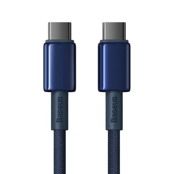 Baseus - Кабел за данни Tungsten Gold (P10319800321-04) - Type-C към Type-C, Супер бързо зареждане, 100W, 480Mbps, 2 м - Тъмносин
