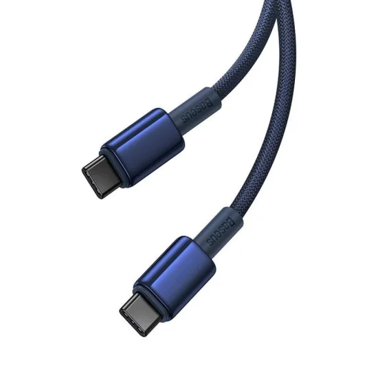 Baseus - Кабел за данни Tungsten Gold (P10319800321-04) - Type-C към Type-C, Супер бързо зареждане, 100W, 480Mbps, 2 м - Тъмносин