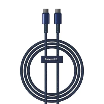 Baseus - Кабел за данни Tungsten Gold (P10319800321-04) - Type-C към Type-C, Супер бързо зареждане, 100W, 480Mbps, 2 м - Тъмносин