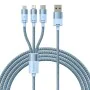Baseus - Кабел за данни StarSpeed ​​(CAXS000017) - Бързо зареждане, USB към Lightning, Micro-USB, USB-C, 20W, 5V/3.5A, 1.2 м - Син