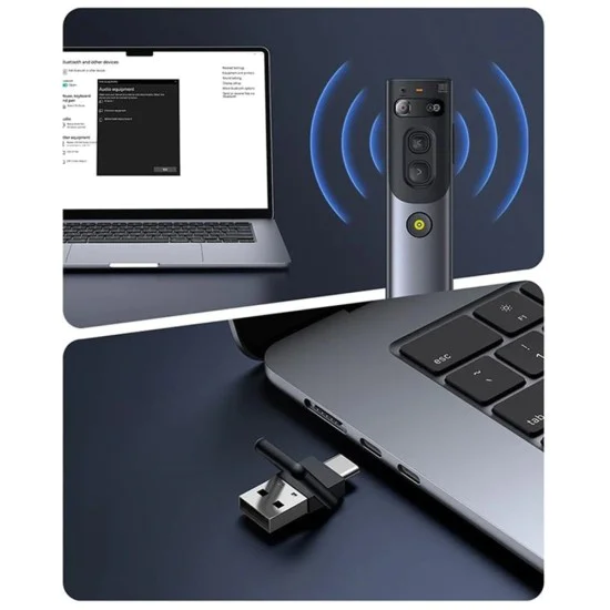 Baseus - Orange Dot Безжичен презентер (B00231700811-00) - Разпознаване на глас с изкуствен интелект, Двурежимна връзка - Сив