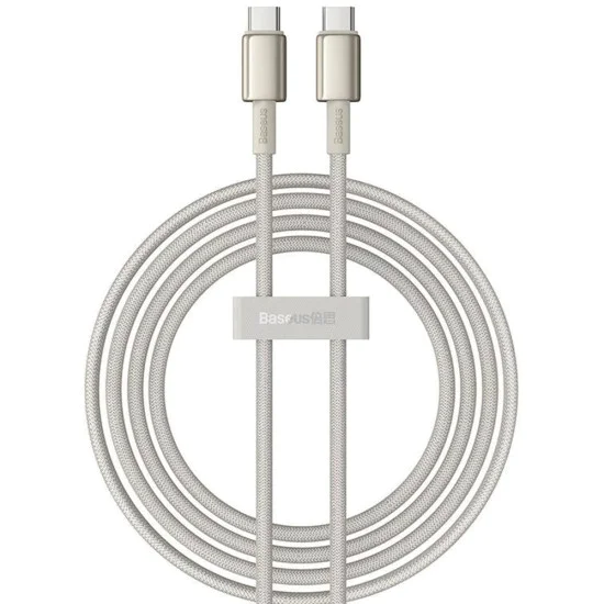 Baseus - Кабел за данни Tungsten Gold (P10319800G21-01) - Type-C към Type-C, Супер бързо зареждане, 100W, 480Mbps, 2m - Златен