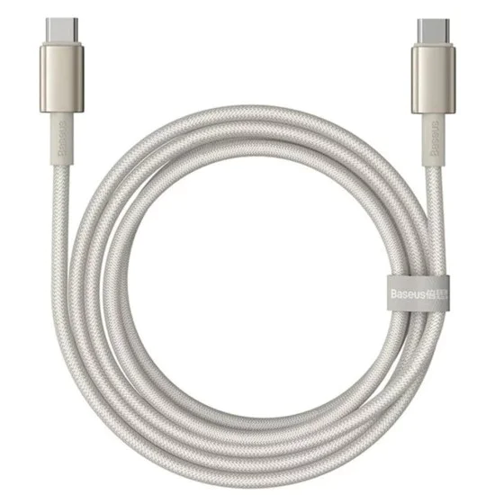 Baseus - Кабел за данни Tungsten Gold (P10319800G21-01) - Type-C към Type-C, Супер бързо зареждане, 100W, 480Mbps, 2m - Златен