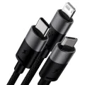Baseus - Кабел за данни StarSpeed ​​(CAXS000001) - Бързо зареждане, USB към Lightning, Micro-USB, USB-C, 20W, 5V/3.5A, 1.2 м - Черен