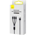 Baseus - Кабел за данни StarSpeed ​​(CAXS000001) - Бързо зареждане, USB към Lightning, Micro-USB, USB-C, 20W, 5V/3.5A, 1.2 м - Черен