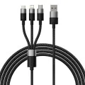 Baseus - Кабел за данни StarSpeed ​​(CAXS000001) - Бързо зареждане, USB към Lightning, Micro-USB, USB-C, 20W, 5V/3.5A, 1.2 м - Черен