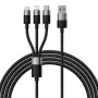 Baseus - Кабел за данни StarSpeed ​​(CAXS000001) - Бързо зареждане, USB към Lightning, Micro-USB, USB-C, 20W, 5V/3.5A, 1.2 м - Черен