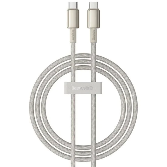 Baseus - Кабел за данни Tungsten Gold (P10319800G21-00) - Type-C към Type-C, Супер бързо зареждане, 100W, 480Mbps, 1m - Златен
