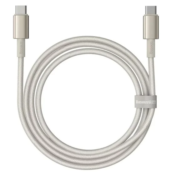 Baseus - Кабел за данни Tungsten Gold (P10319800G21-00) - Type-C към Type-C, Супер бързо зареждане, 100W, 480Mbps, 1m - Златен
