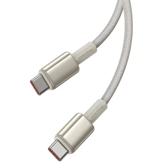 Baseus - Кабел за данни Tungsten Gold (P10319800G21-00) - Type-C към Type-C, Супер бързо зареждане, 100W, 480Mbps, 1m - Златен