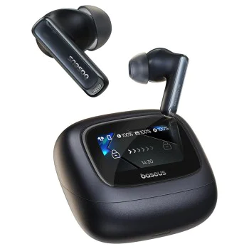 Baseus - Безжични слушалки M2s Ultra (A00074101123-00) - Наистина безжични, Bluetooth 5.4, 4-микрофонно ENC, Smart Display - Черни