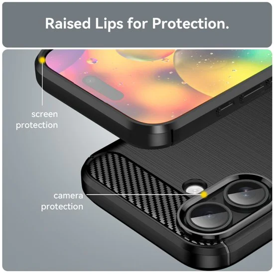 Калъф за iPhone 17 - Techsuit - Carbon Silicone - Черен
