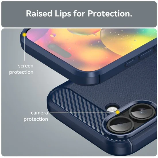 Калъф за iPhone 17 - Techsuit - Carbon Silicone - Син