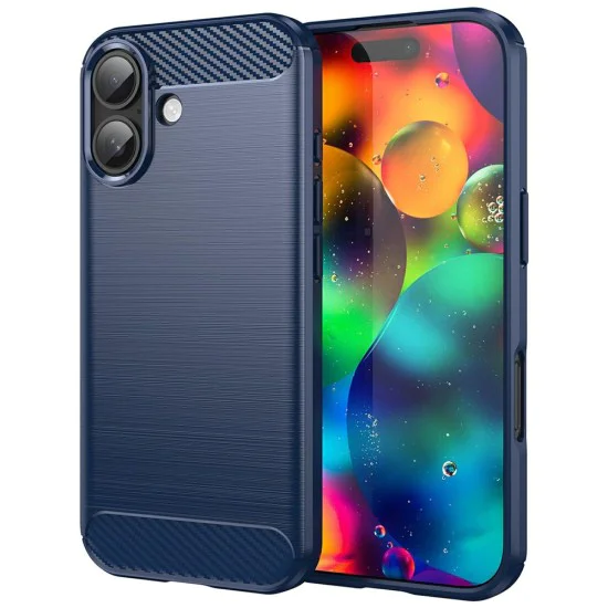 Калъф за iPhone 17 - Techsuit - Carbon Silicone - Син