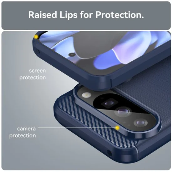 Калъф за Google Pixel 10 / 10 Pro - Techsuit - Carbon Silicone - Син