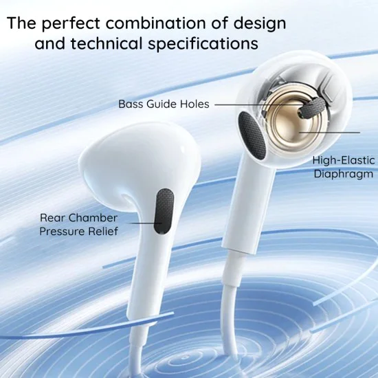 Слушалки – Baseus Encok CZ19 – Type-C, 13 мм драйвери, 60° полу-in-ear, всепосочен микрофон – Бял