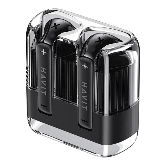 Havit - Безжични слушалки (TW981) - Type-C, Bluetooth 5.3, TWS, микрофон, прозрачен корпус, 13 мм драйвери, 300 mAh - Черни