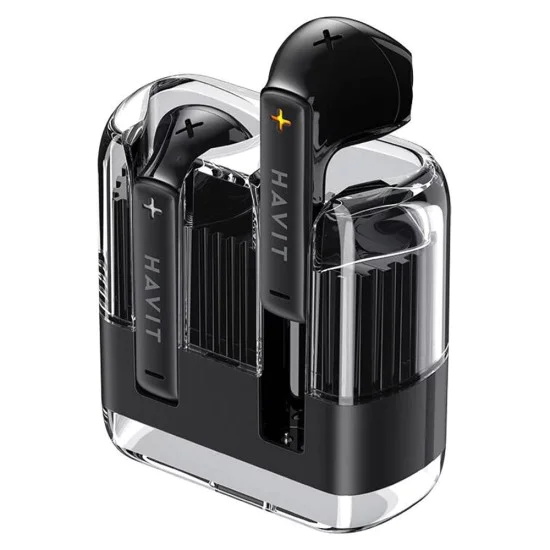 Havit - Безжични слушалки (TW981) - Type-C, Bluetooth 5.3, TWS, микрофон, прозрачен корпус, 13 мм драйвери, 300 mAh - Черни