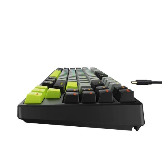 Havit - Геймърска клавиатура (KB904L) - за видеоигри, USB, RGB светлини, 85 клавиша, бързо задействане, 1.8 м, 5V, 8kHz - черна / зелена