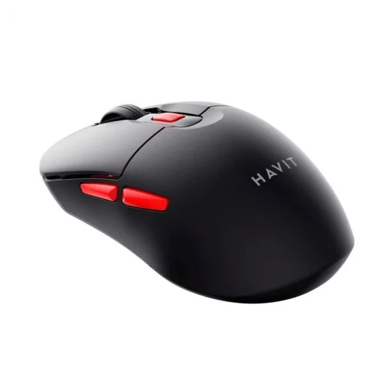 Havit - Безжична мишка (MS59WB) - 2.4GHz, 800/1200/1600 DPI, ABS, PC, AA батерия - Черна / Червена
