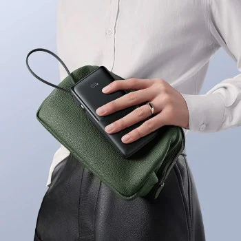 Baseus - Power Bank Bipow 2 (P10077101213-00) - с вграден USB-C кабел, Type-C, USB, Smart Display, 10000mAh, 20W - Бял