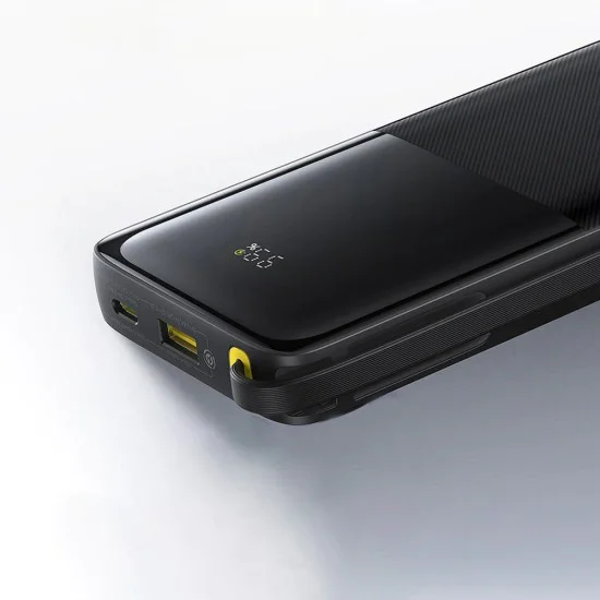 Baseus - Power Bank Bipow 2 (P10077101113-00) - с вграден USB-C кабел, Type-C, USB, Smart Display, 10000mAh, 20W - Черен