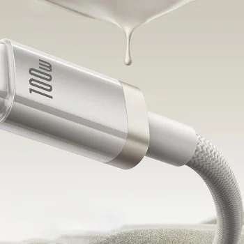 Baseus - Кабел за данни Титан (P10378102G21-02) - USB към Type-C 100W, Бързо зареждане, 480Mbps, Найлон, 2 м - Сребърен