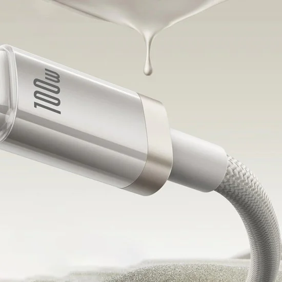 Baseus - Кабел за данни Титан (P10378102G21-02) - USB към Type-C 100W, Бързо зареждане, 480Mbps, Найлон, 2 м - Сребърен