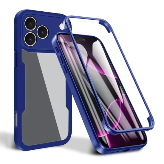 Калъф за iPhone 17 Pro Max - Techsuit - ColorVerse 360 ​​Series + Screen Protector - Син