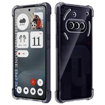 Калъф за Nothing Phone (3a) - Techsuit - Удароустойчив Clear Silicone - Опушено Черен