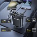Techsuit - Премиум зарядно за кола NanoVoltX (C1) - с прибиращи се USB-C, Lightning кабели, USB 2.4A, PD30W, 69W, 180° - Сив