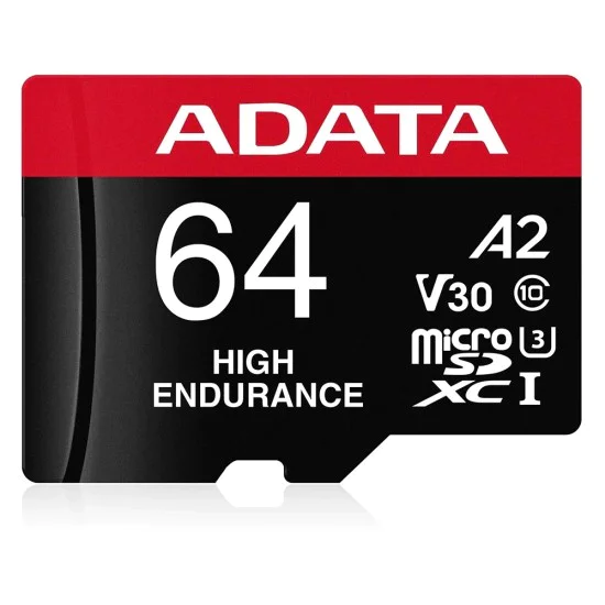 Adata - Карта памет (AUSDX64GUI3V30SHA2) - MicroSDXC с адаптер, Клас 10, UHS-I U3, V30, 64GB, Четене 100MB/s - Черна